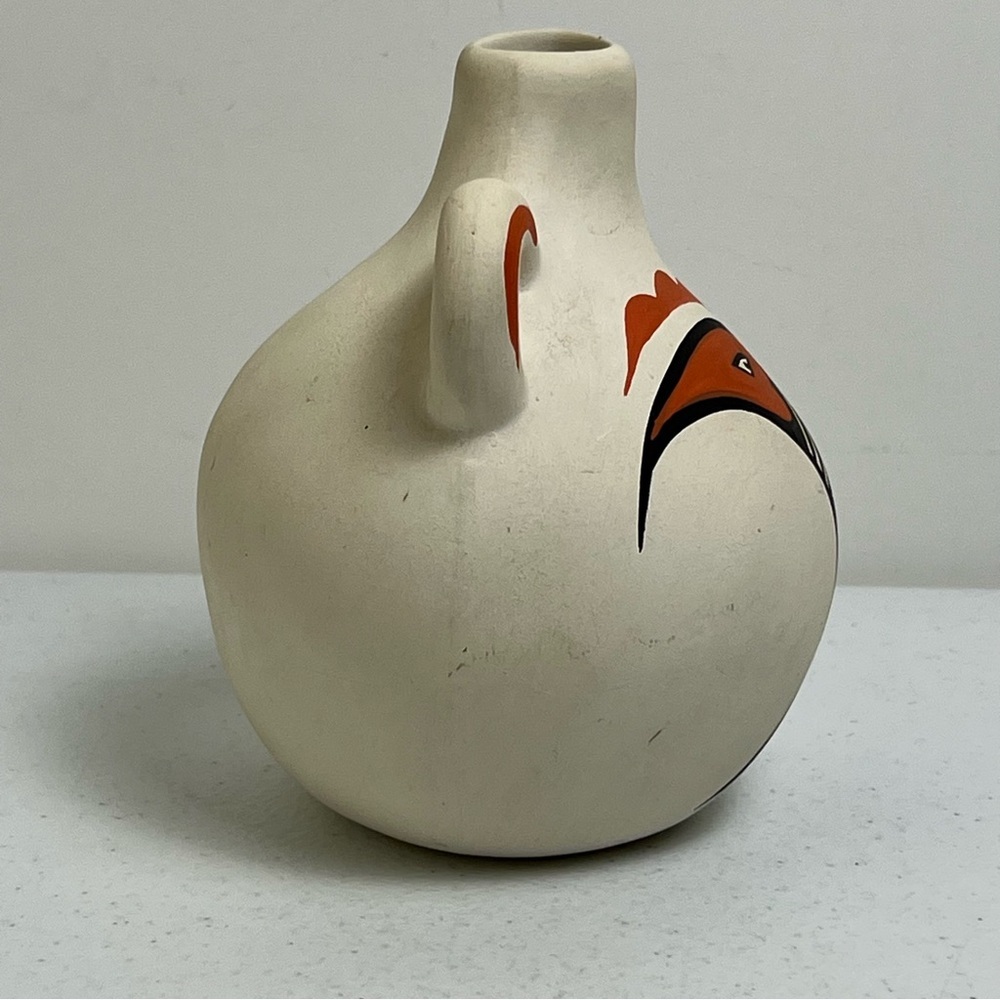 VTG Native American Jemez Pueblo Pottery Canteen Signed L. Toya Hand Painted - Picture 4 of 10